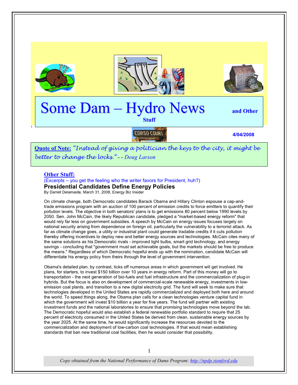 Some Dam – Hydro News