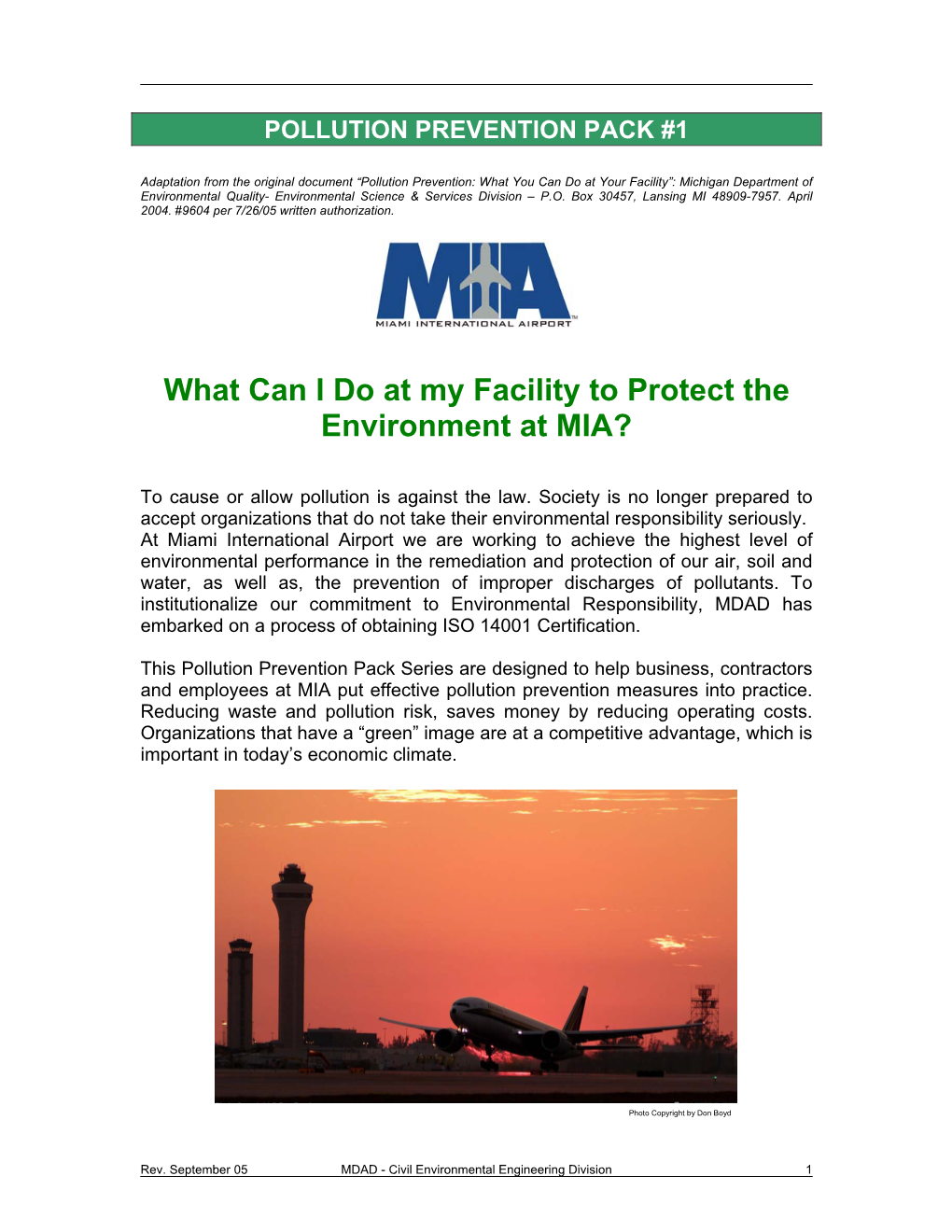 What Can I Do at My Facility to Protect the Environment at MIA?