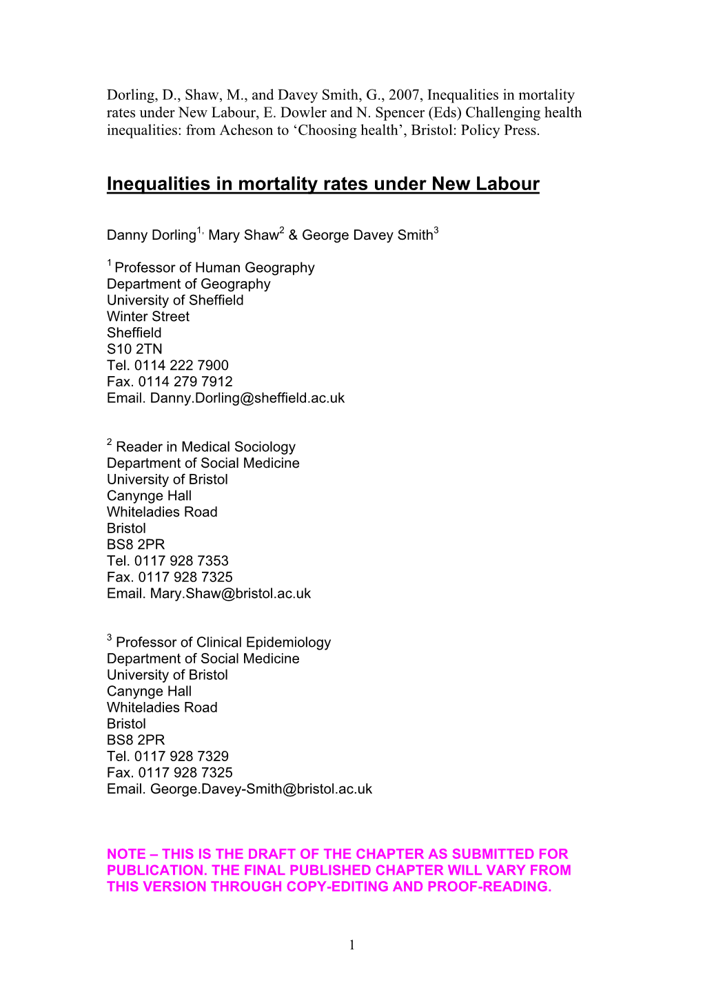 Labour's Black Report