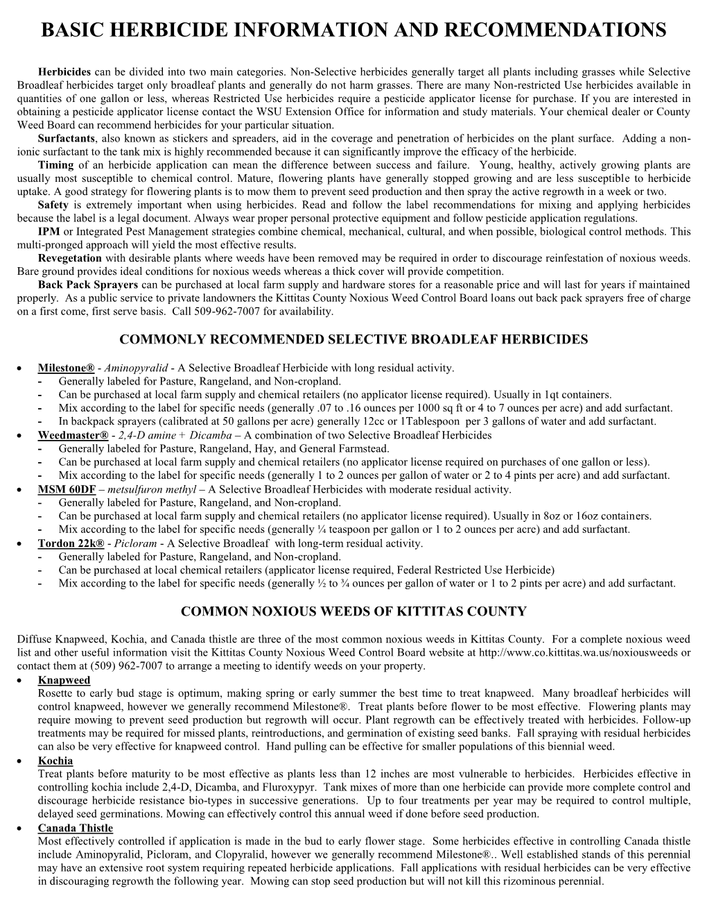 2017 Herbicide Recommendations