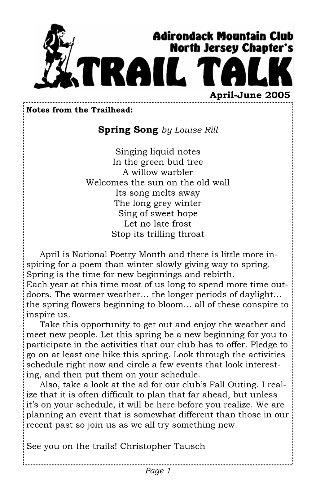 April-June 2005 Notes from the Trailhead