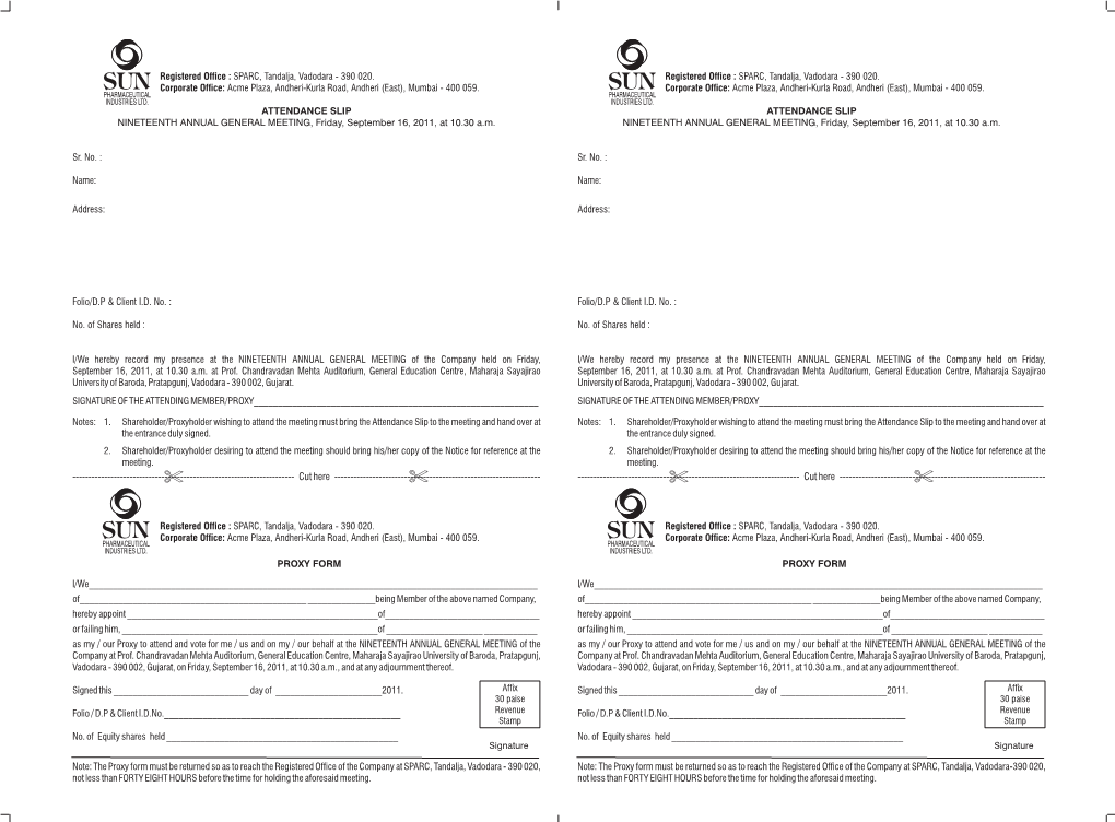 SPIL Proxy Form & Attendance Slip