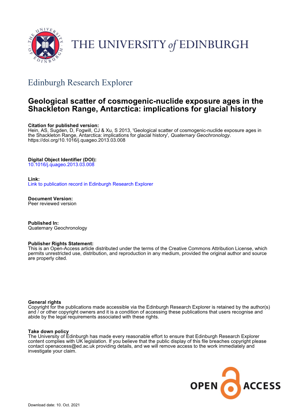 Geological Scatter of Cosmogenic-Nuclide Exposure Ages in The