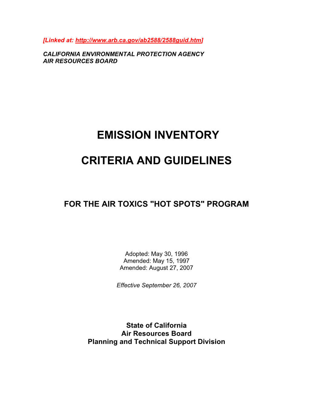 Emission Inventory Criteria and Guidelines Report