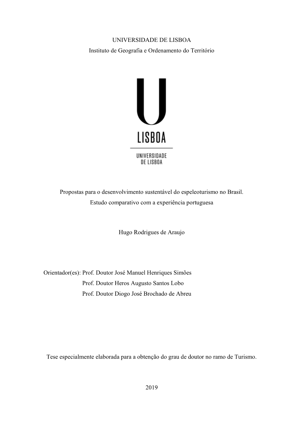 UNIVERSIDADE DE LISBOA Instituto De Geografia E Ordenamento Do Território