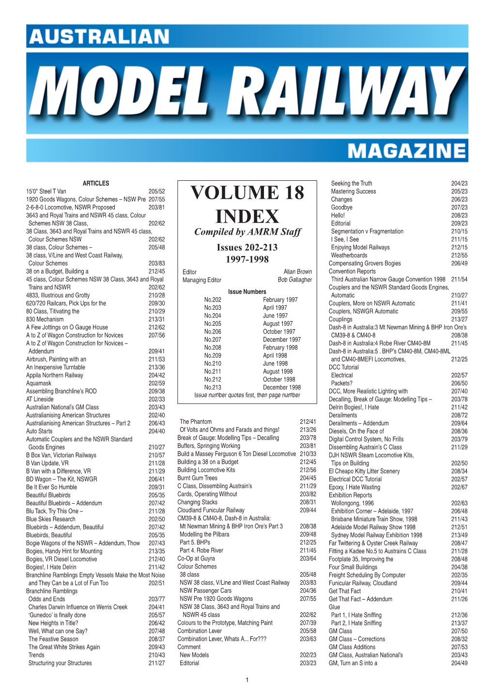 Volume 18 Index