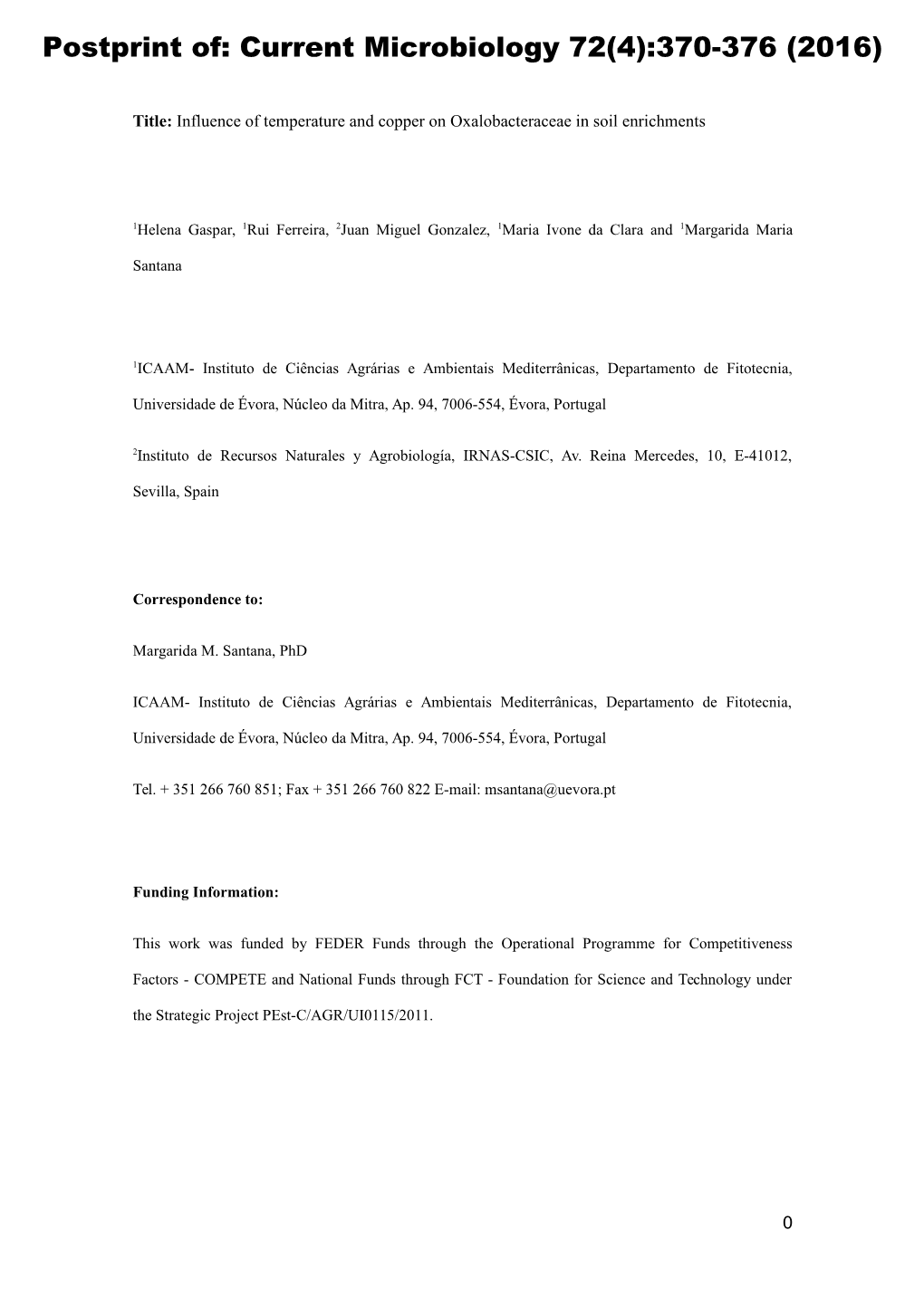 Postprint Of: Current Microbiology 72(4):370-376 (2016)