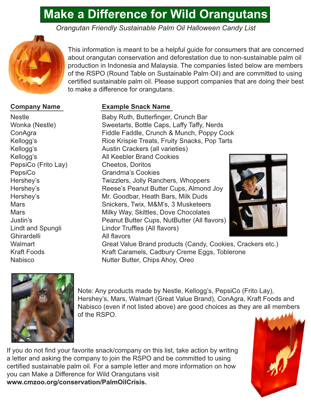 Orangutan Friendly Sustainable Palm Oil Halloween Candy List