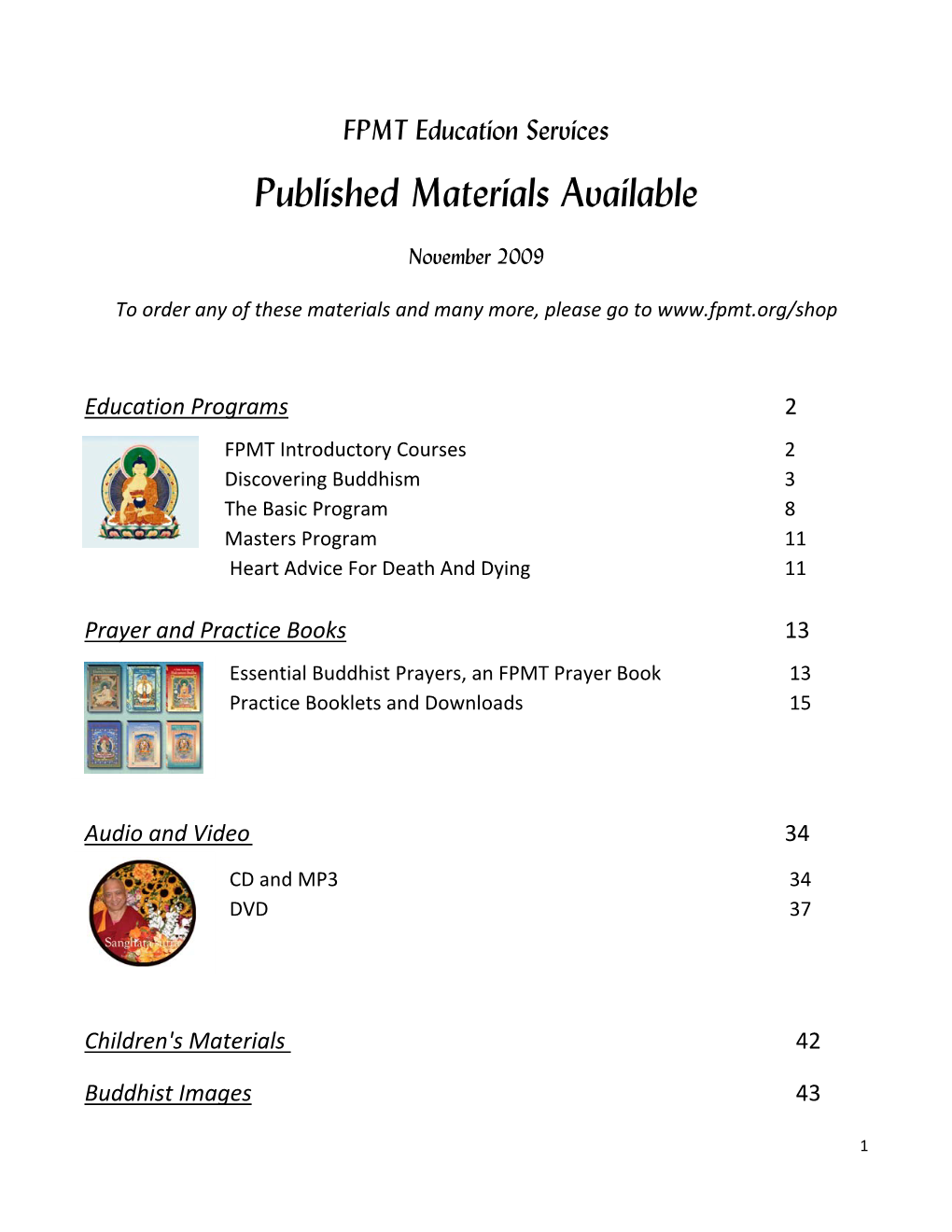 FPMT Education Services Published Materials Available 1109.Pdf