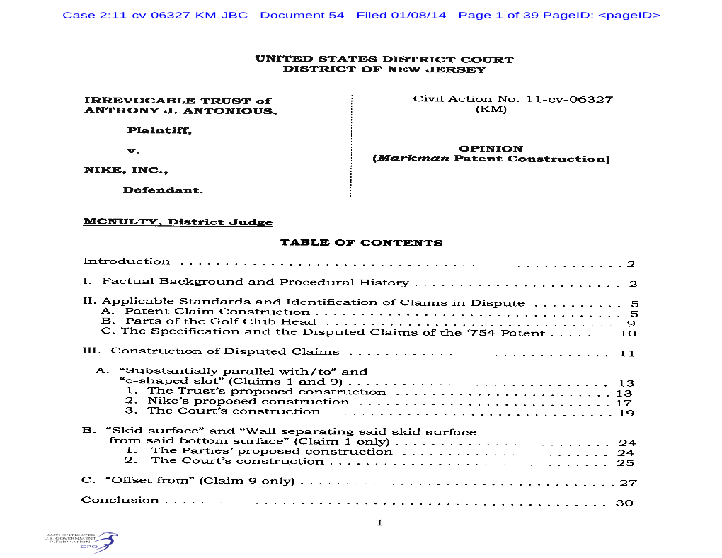 Case 2:11-Cv-06327-KM-JBC Document 54 Filed 01/08/14 Page