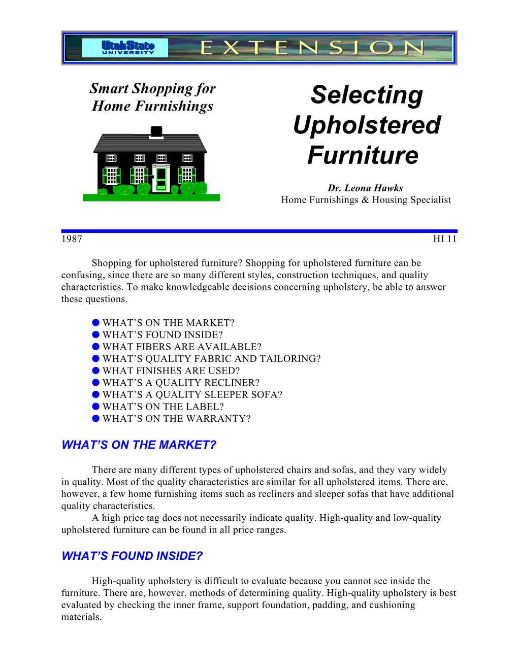 Selecting Upholstered Furniture