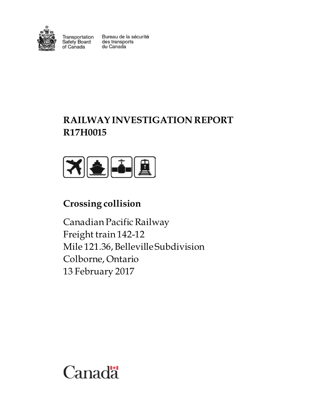 Railway Investigation Report R17h0015