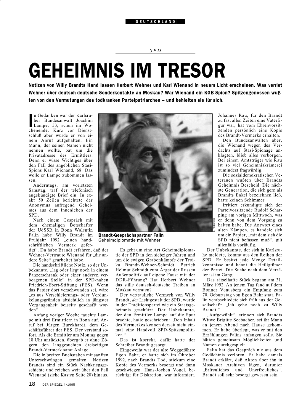 GEHEIMNIS IM TRESOR Notizen Von Willy Brandts Hand Lassen Herbert Wehner Und Karl Wienand in Neuem Licht Erscheinen