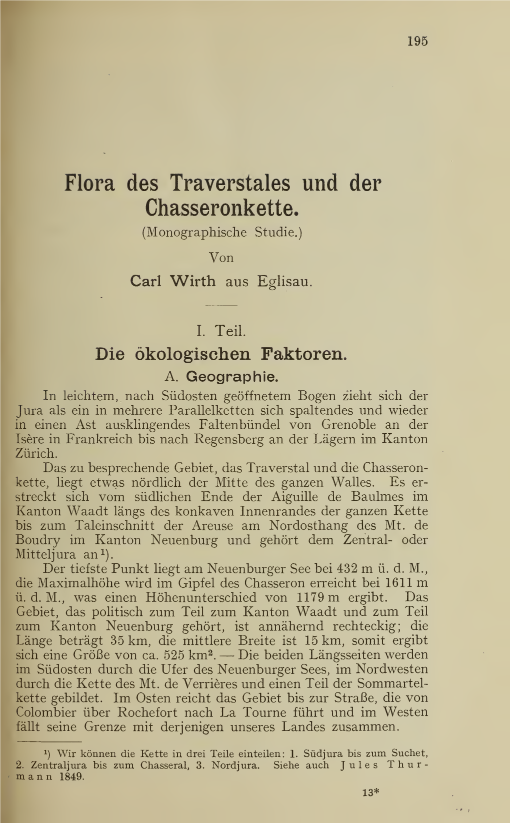 Flora Des Traverstales Und Der Chasseronkette. (Monographische Studie.) Von Carl Wirth Aus Eglisau