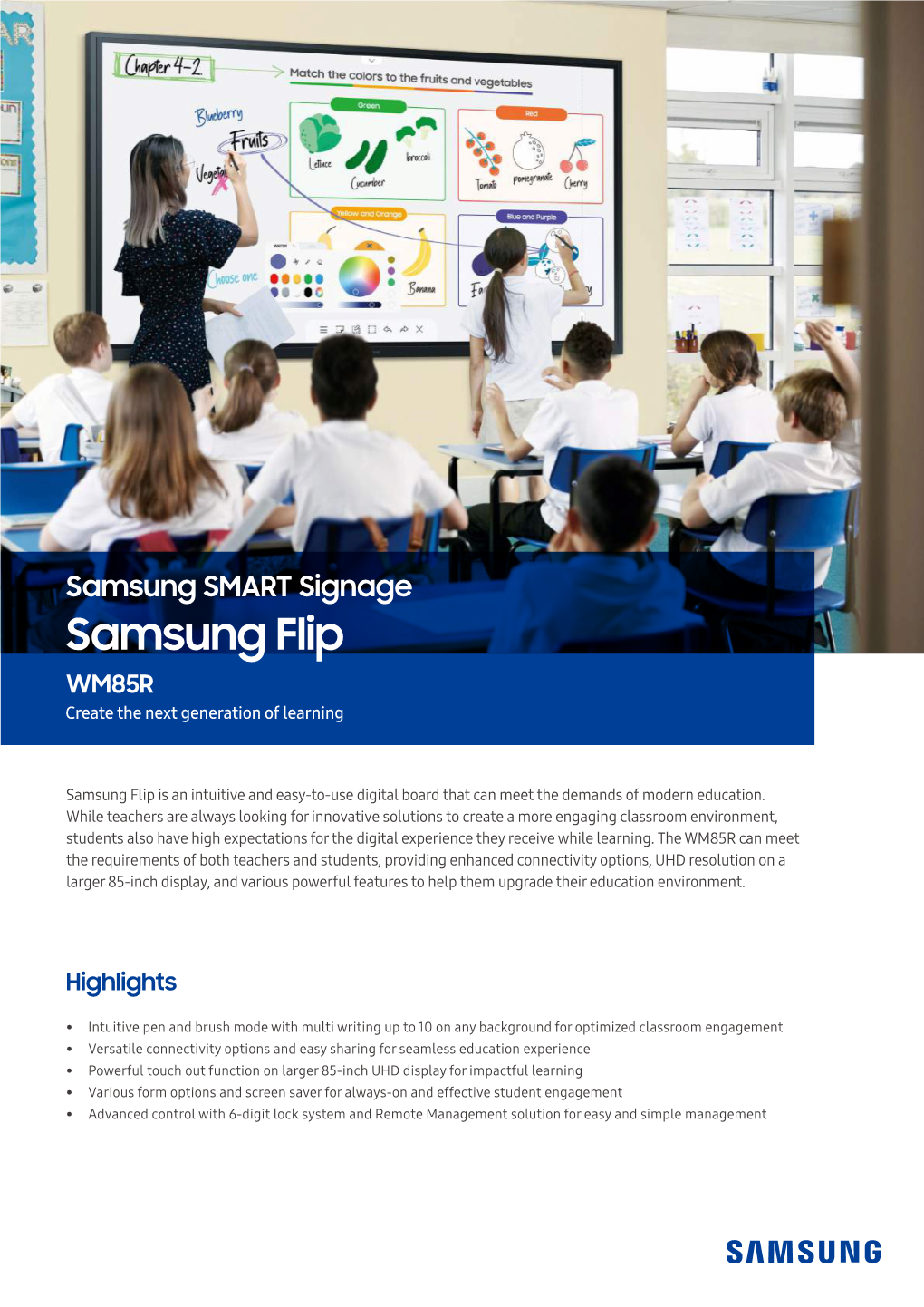 Samsung Flip WM85R Create the Next Generation of Learning