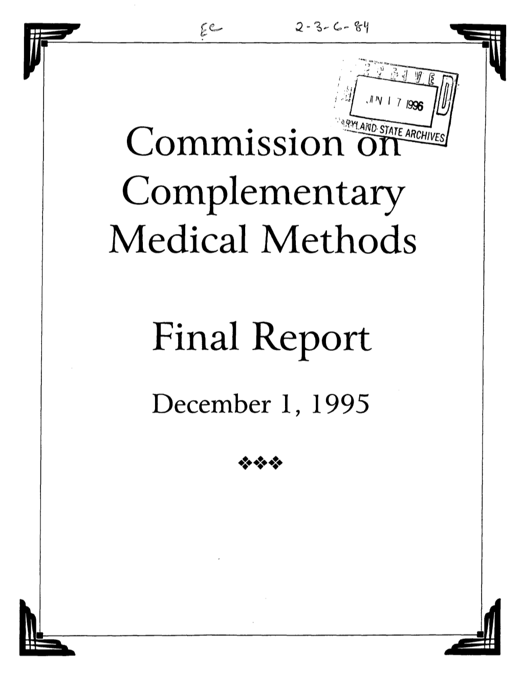 Commission O Complementary Medical Methods Final Report