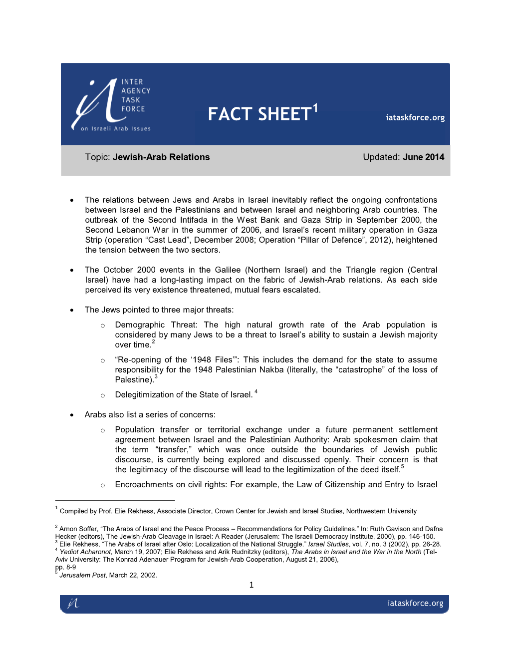 IATF Fact Sheet: Jewish-Arab Relations