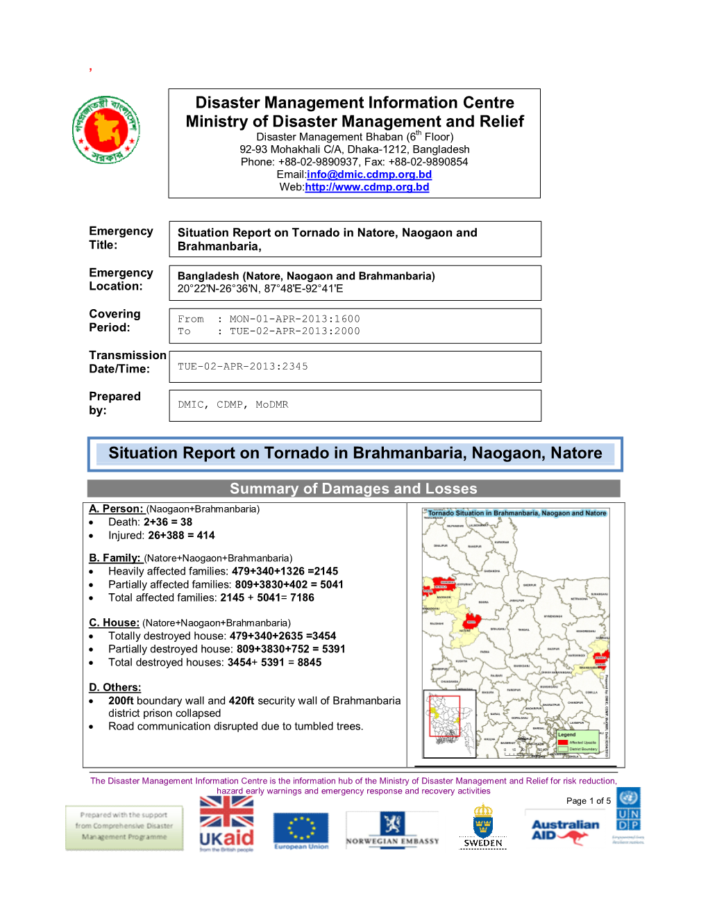 Disaster Management Information Centre Ministry of Disaster