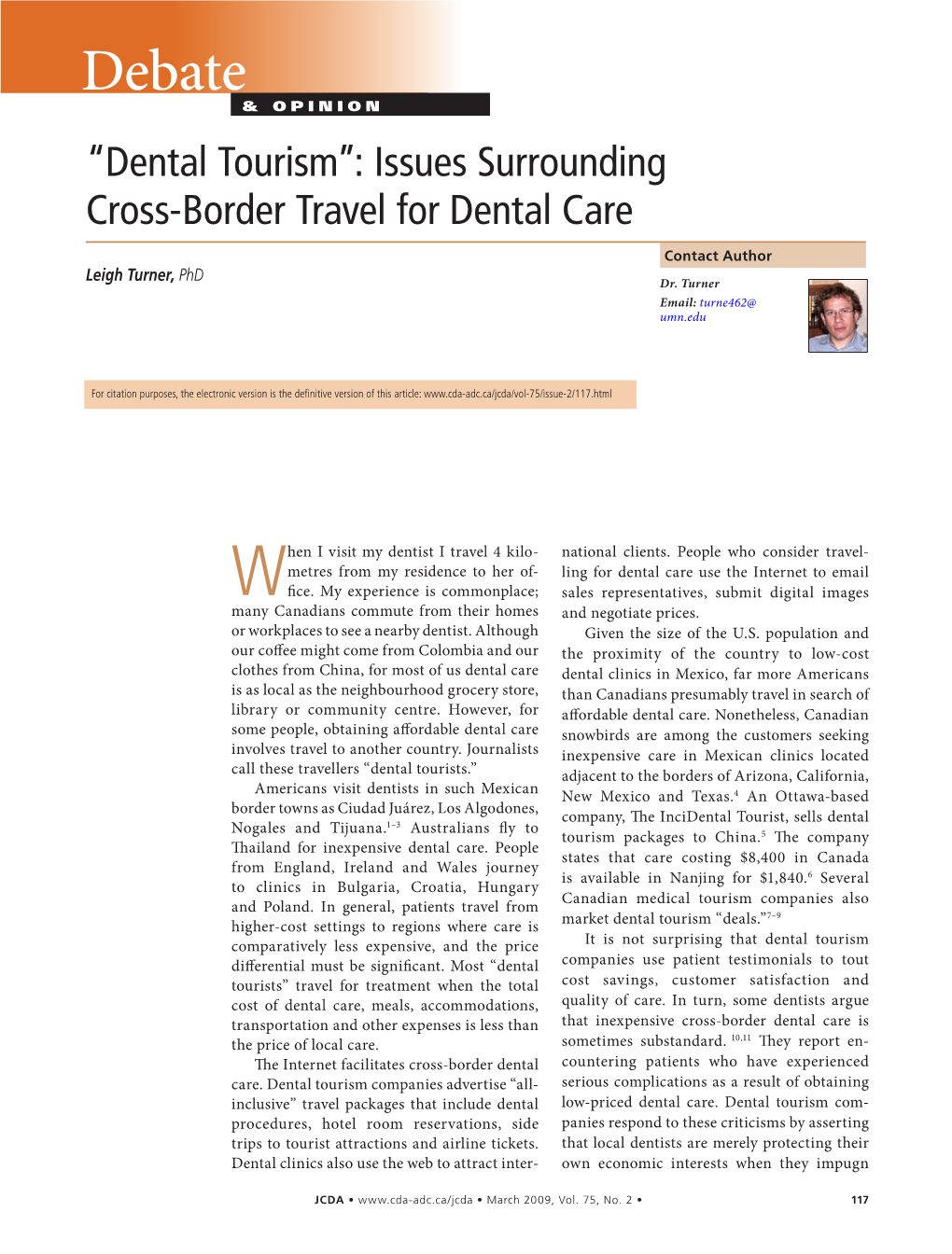 “Dental Tourism”: Issues Surrounding Cross-Border Travel for Dental Care