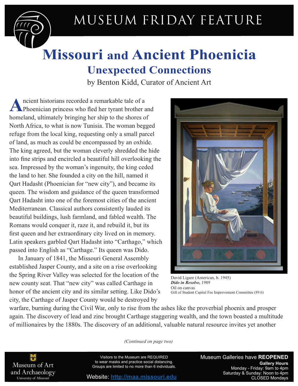 Missouri and Ancient Phoenicia Unexpected Connections by Benton Kidd, Curator of Ancient Art