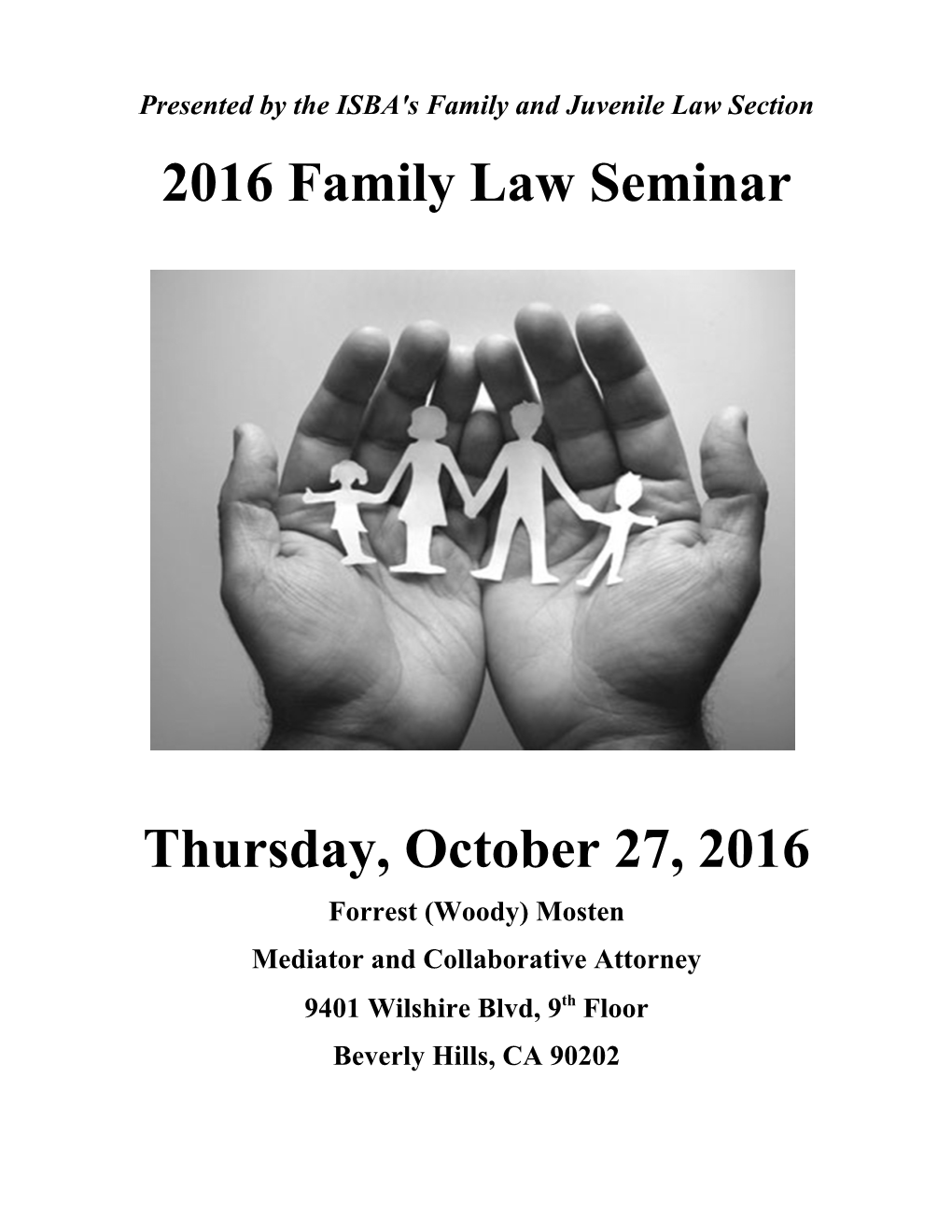 2016 Family Law Seminar Thursday, October 27, 2016