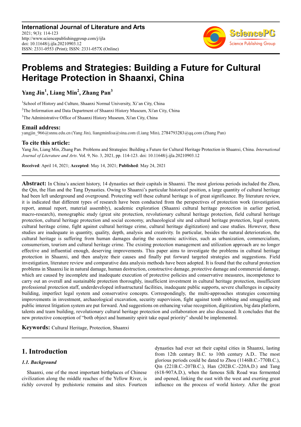 Building a Future for Cultural Heritage Protection in Shaanxi, China