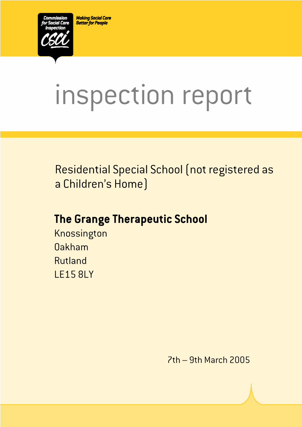 The Grange Therapeutic School Residential Special School (Not