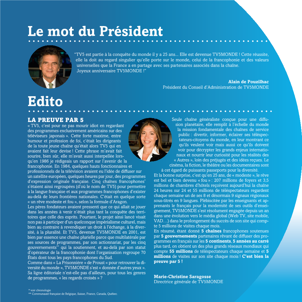 Le Mot Du Président Edito