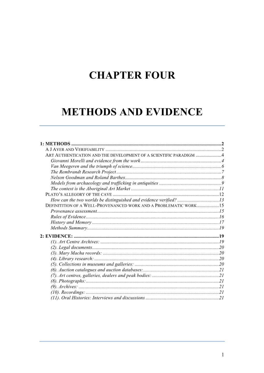 Chapter Four Methods and Evidence