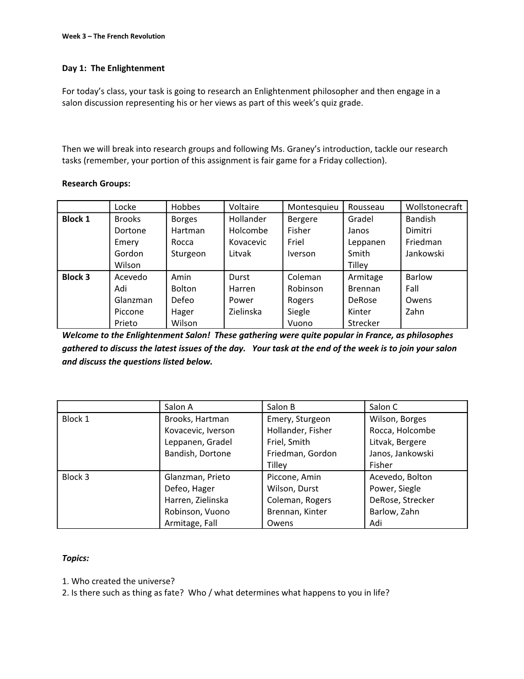 Week 3 the French Revolution