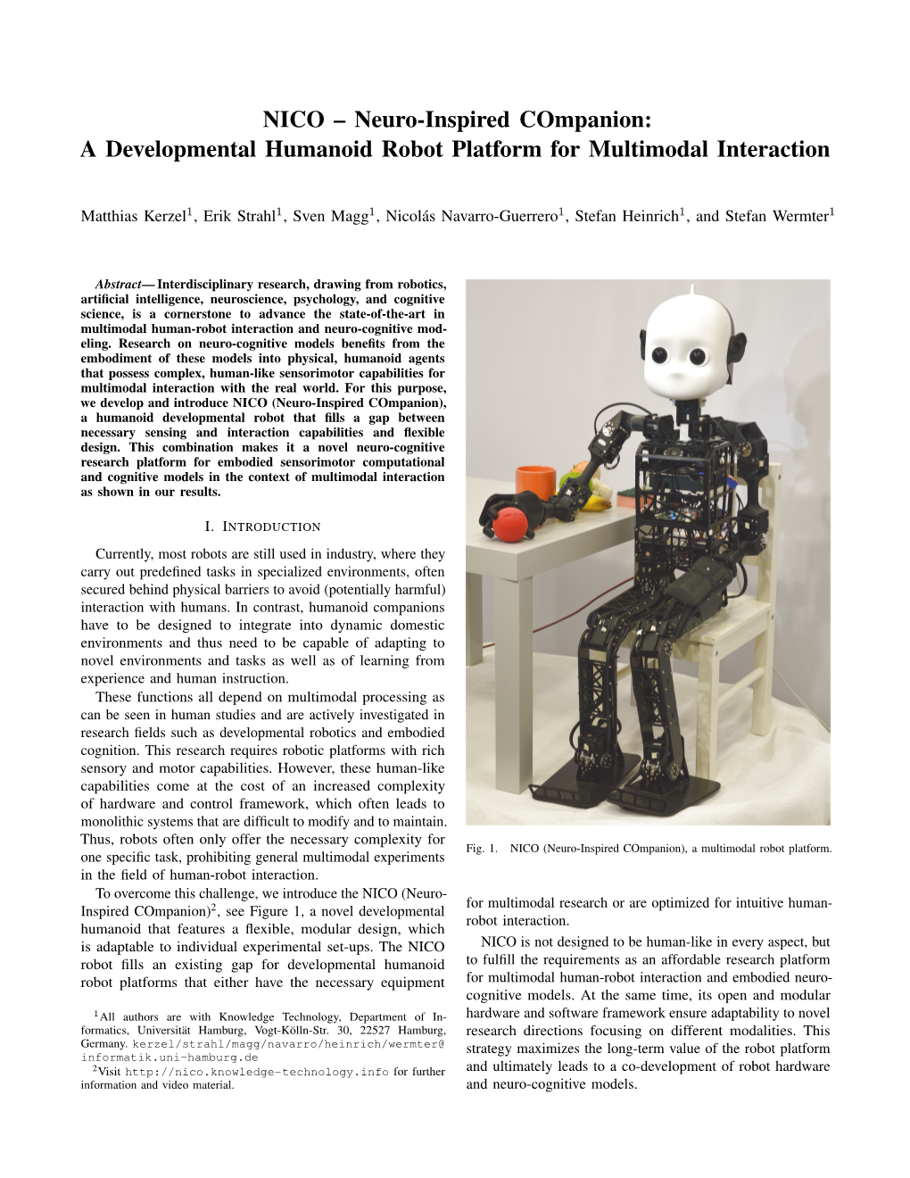 A Developmental Humanoid Robot Platform for Multimodal Interaction