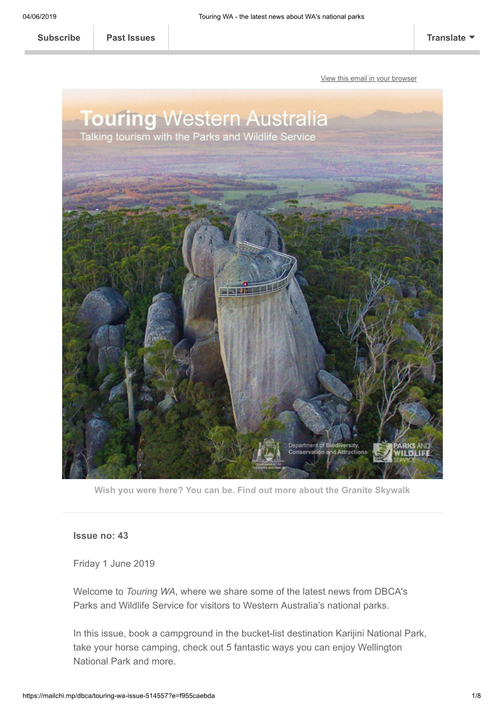 43 Friday 1 June 2019 Welcome to Touring WA, Where We Share Some