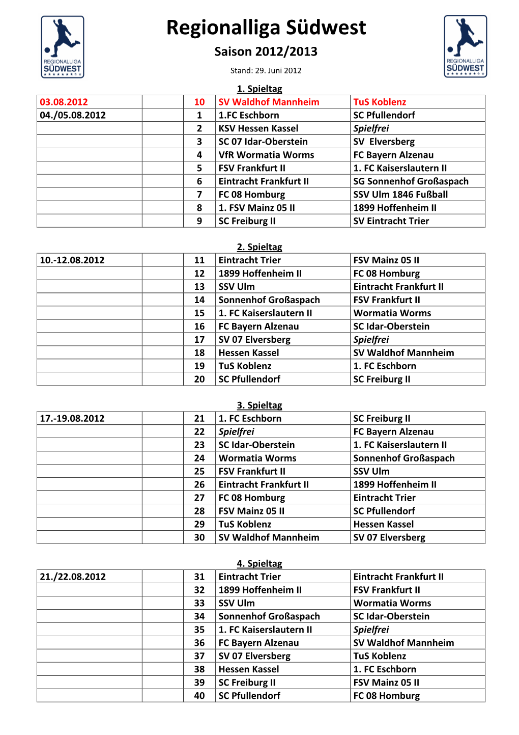 Rahmenspielplan RL Südwest 12-13