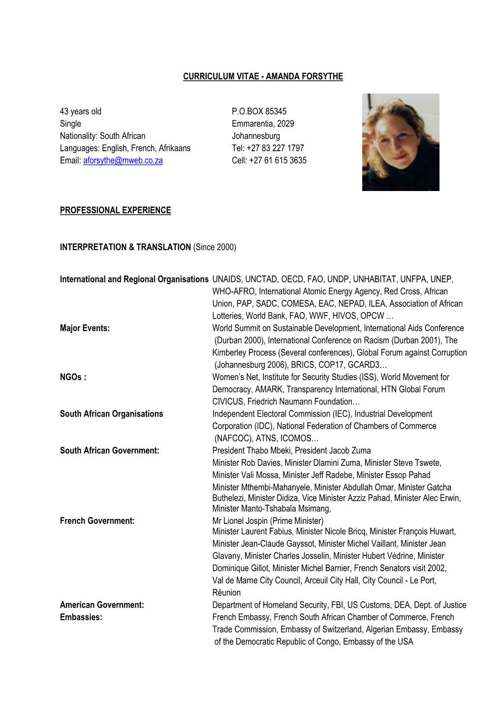 Curriculum Vitae - Amanda Forsythe