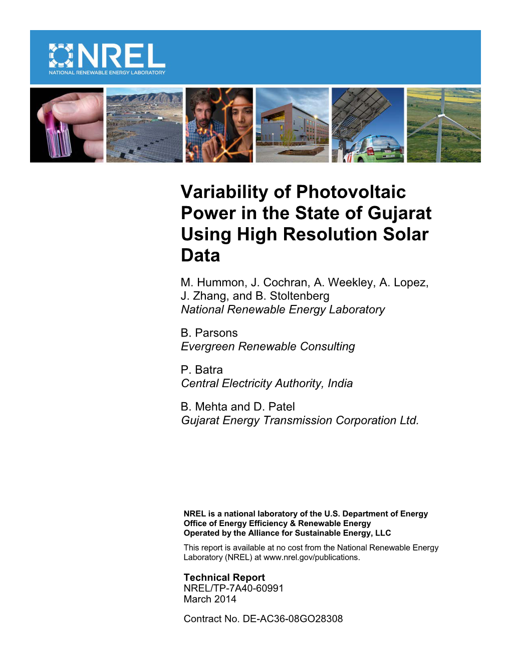 Variability of Photovoltaic Power in the State of Gujarat Using High Resolution Solar Data M