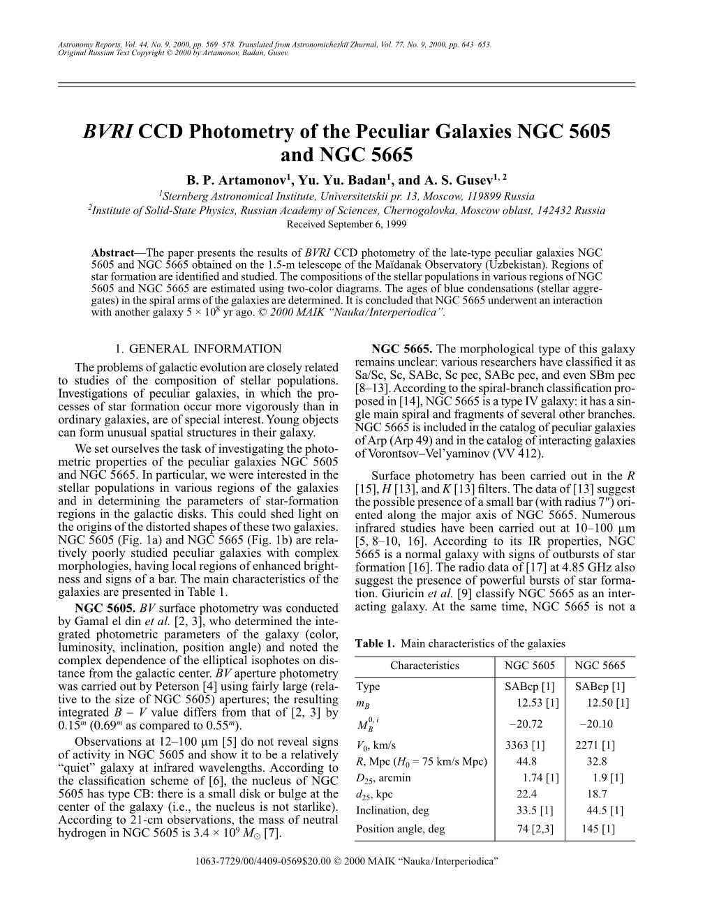 BVRI CCD Photometry of the Peculiar Galaxies NGC 5605 and NGC 5665 B