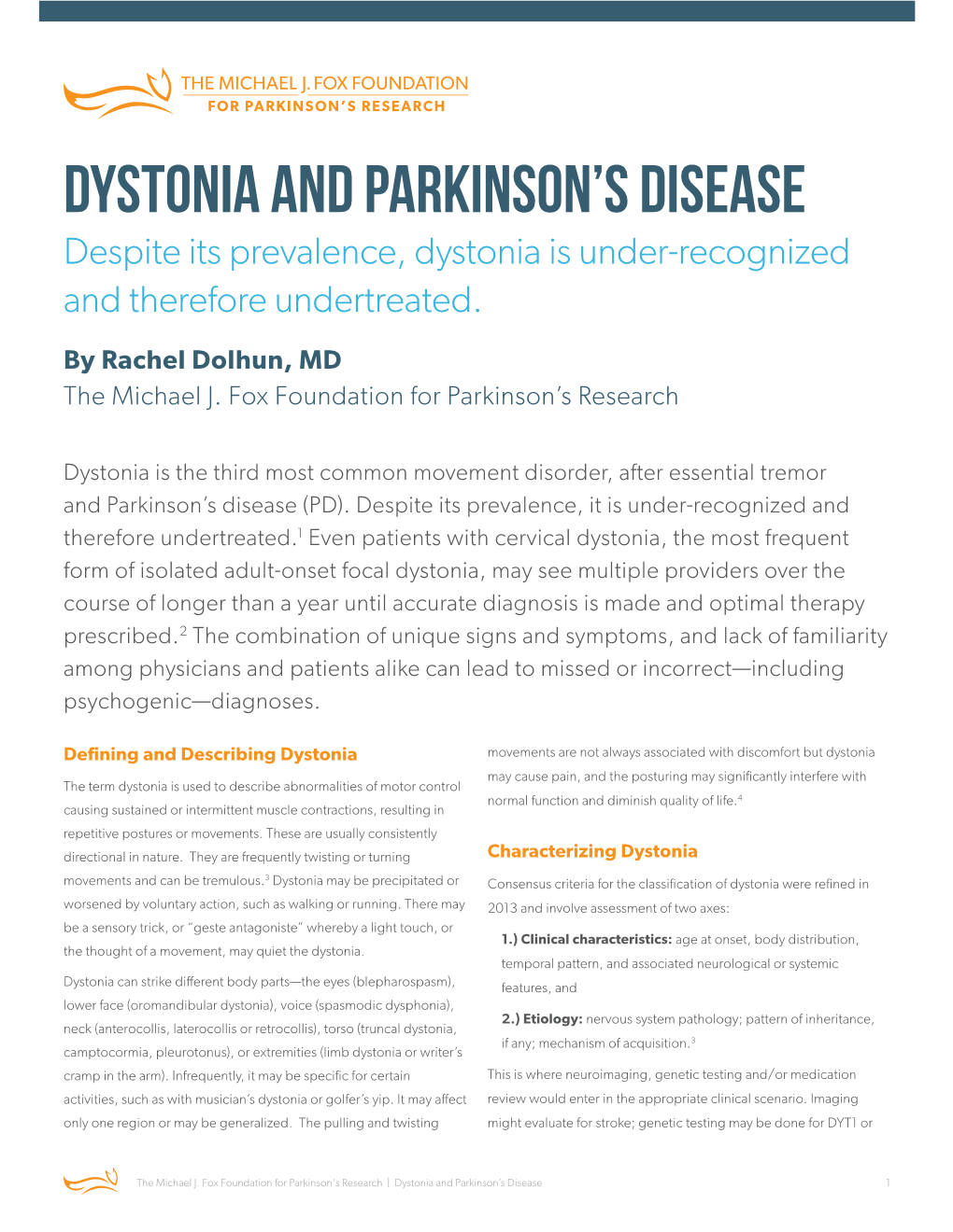 Dystonia and Parkinson's Disease