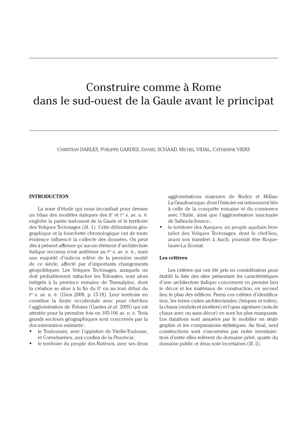 Construire Comme À Rome Dans Le Sud-Ouest De La Gaule Avant Le Principat