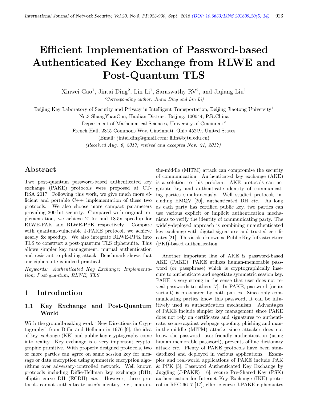 Efficient Implementation of Password-Based Authenticated Key Exchange from RLWE and Post-Quantum