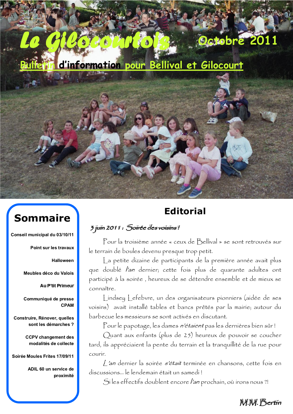 Le Gilocourtois Octobre 2011 Bulletin Pour Bellival Et Gilocourt