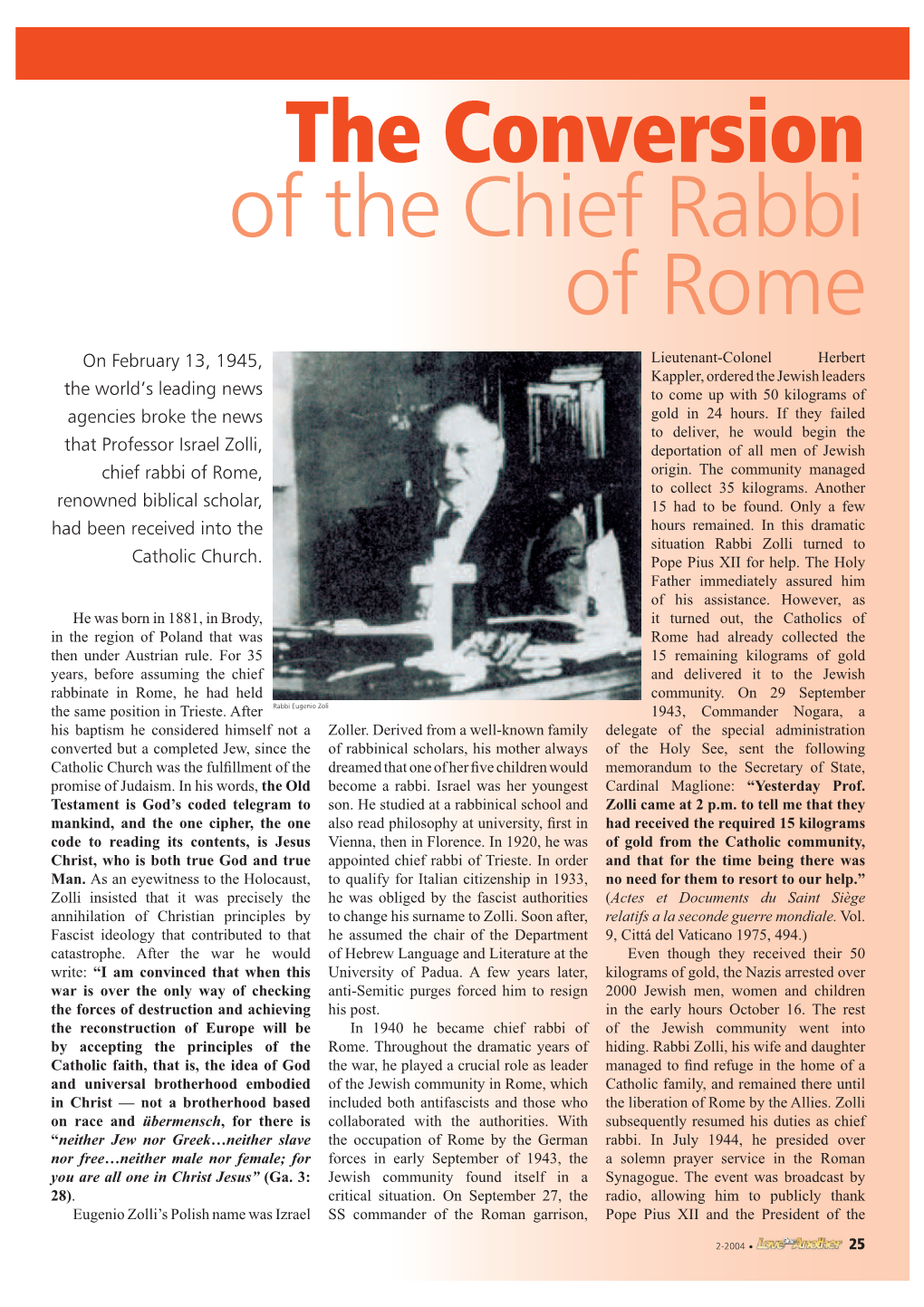 The Conversion of the Chief Rabbi of Rome