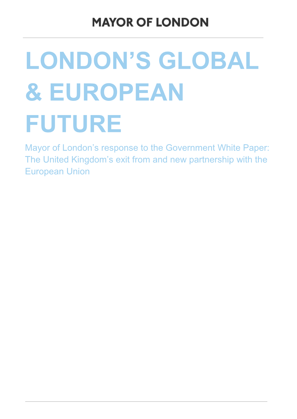London's Global & European Future