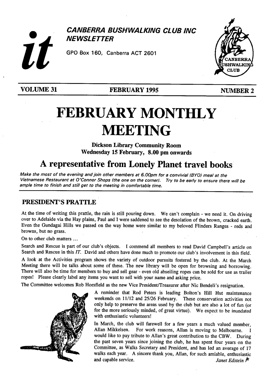 February Monthly Meeting