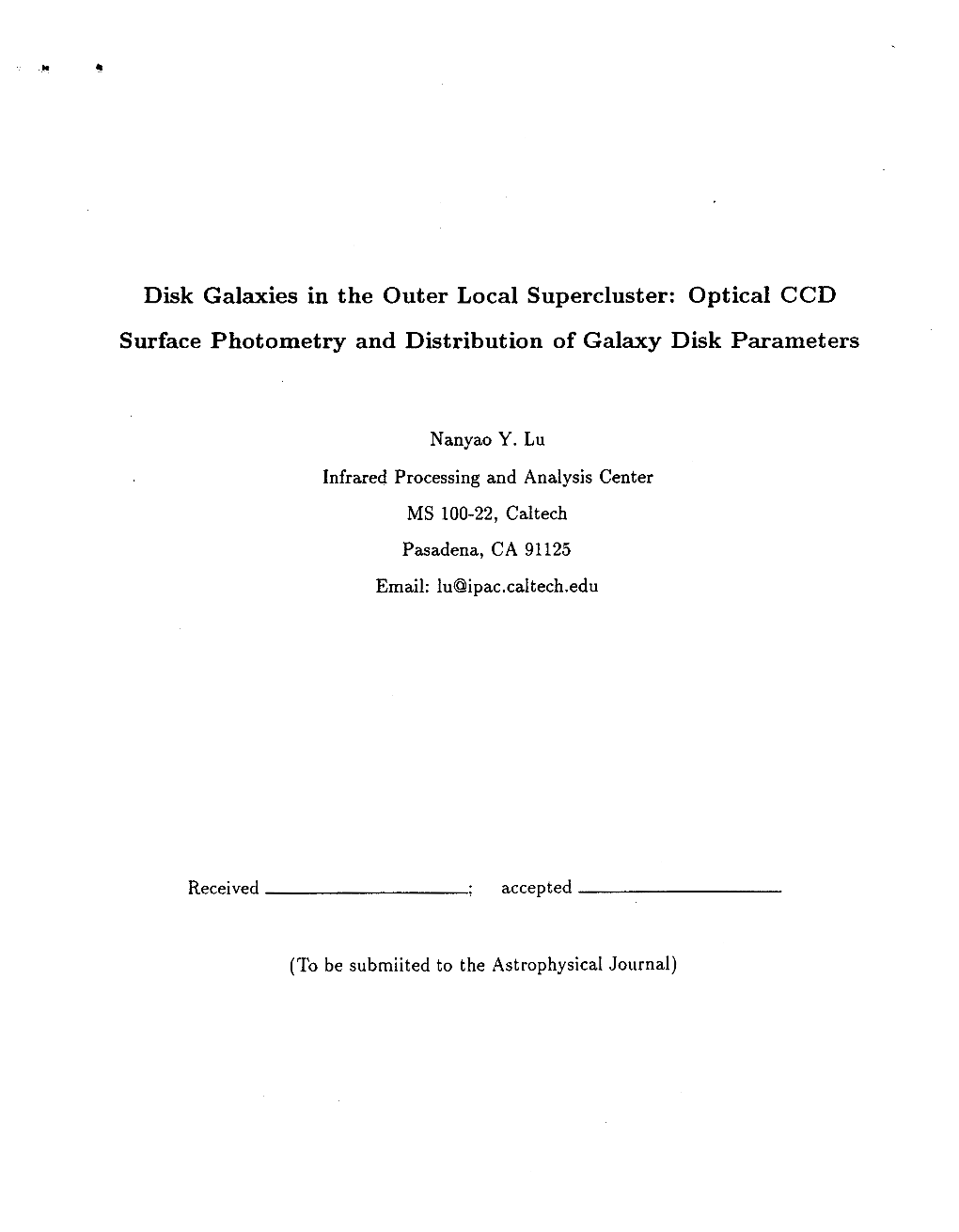 Optical CCD Surface Photometry and Distribution of Galaxy Disk Parameters