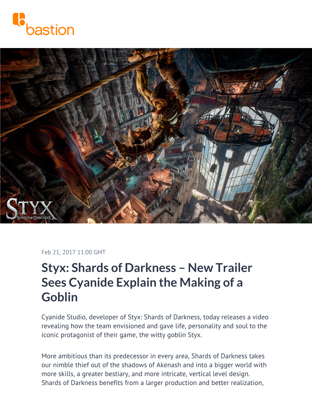 Styx: Shards of Darkness – New Trailer Sees Cyanide Explain the Making of a Goblin