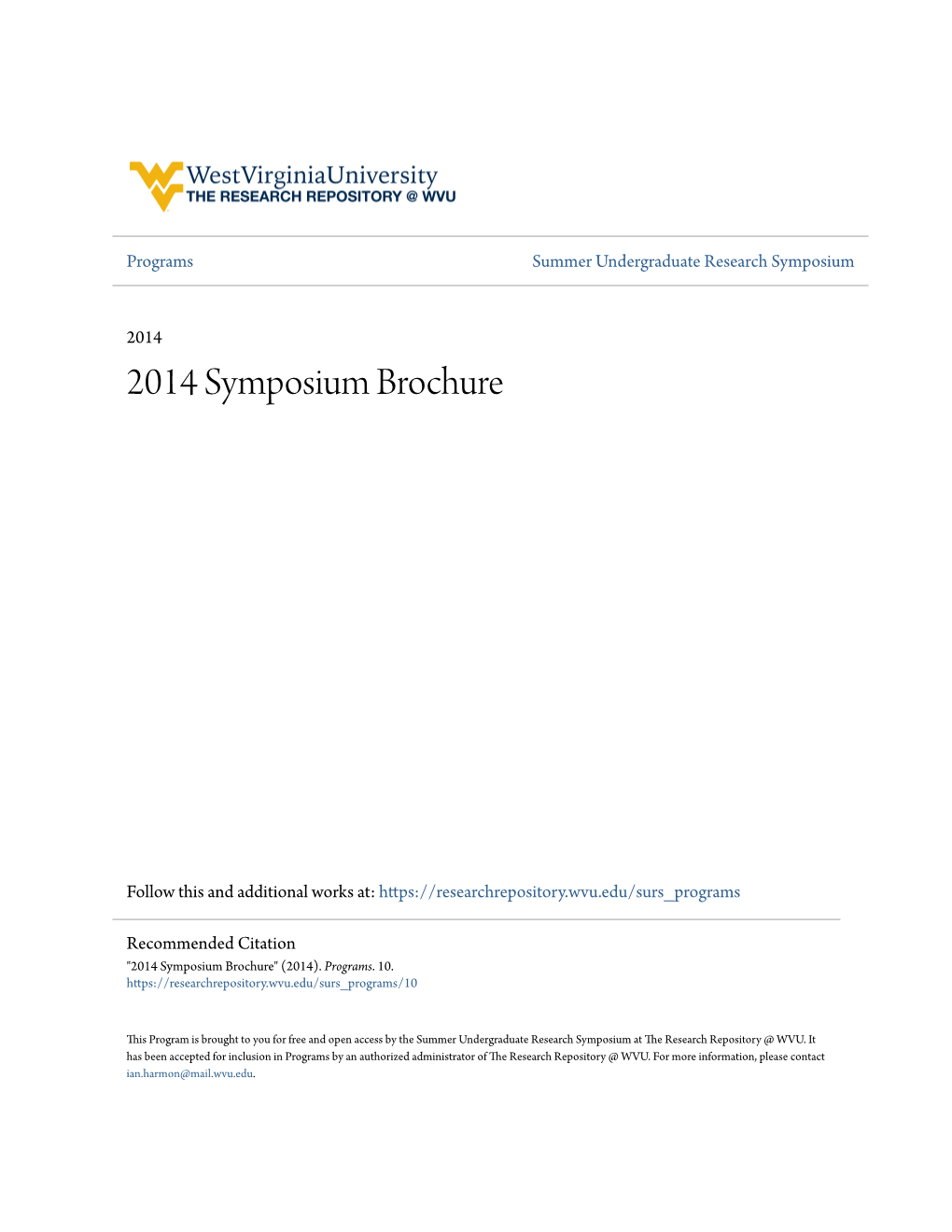 2014 Symposium Brochure