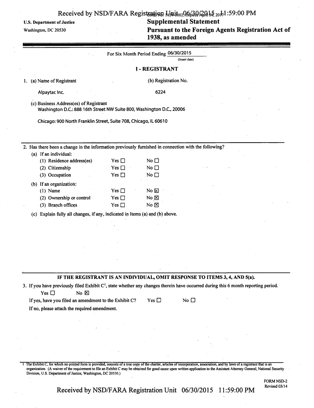 59:00 PM Supplemental Statement Washington, DC