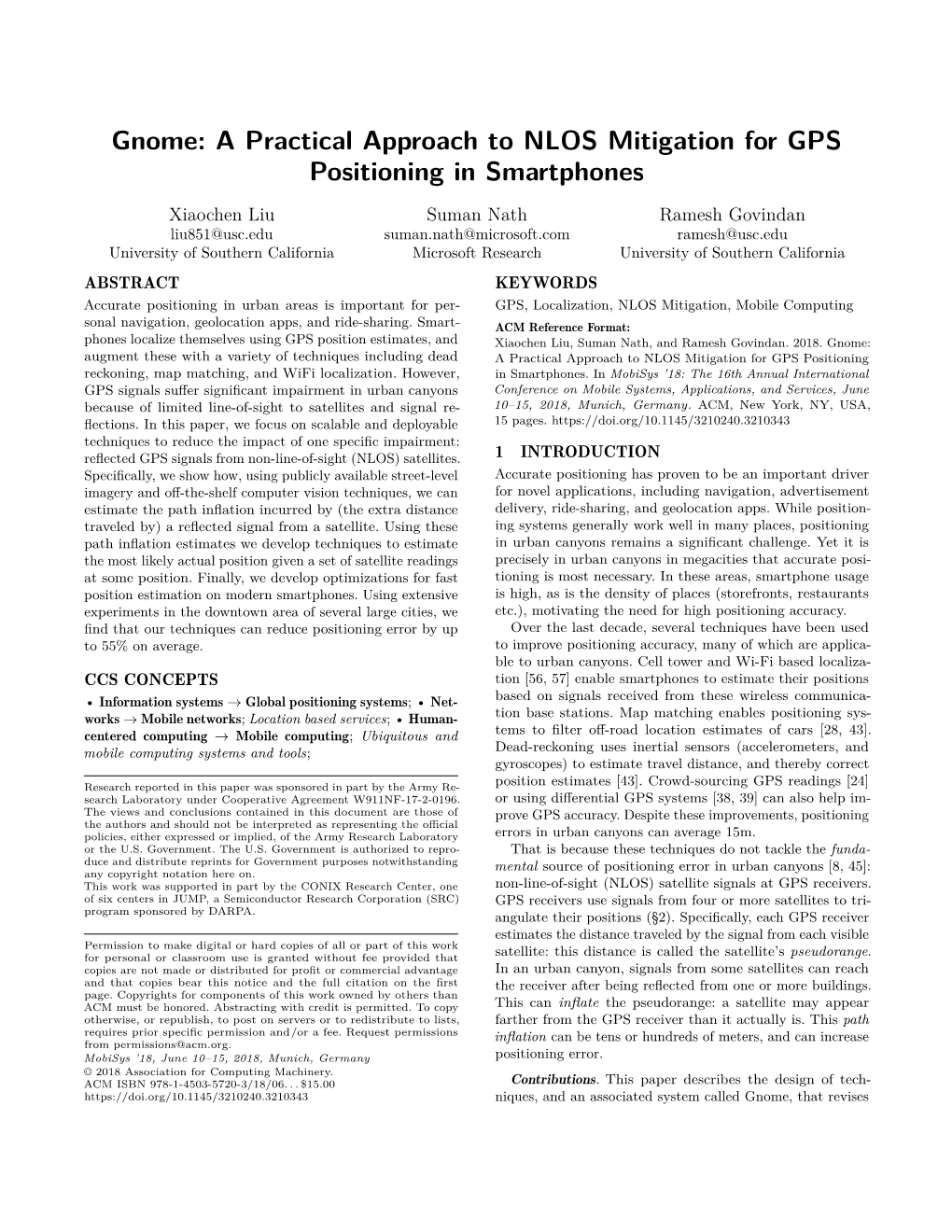 Gnome: a Practical Approach to NLOS Mitigation for GPS Positioning in Smartphones