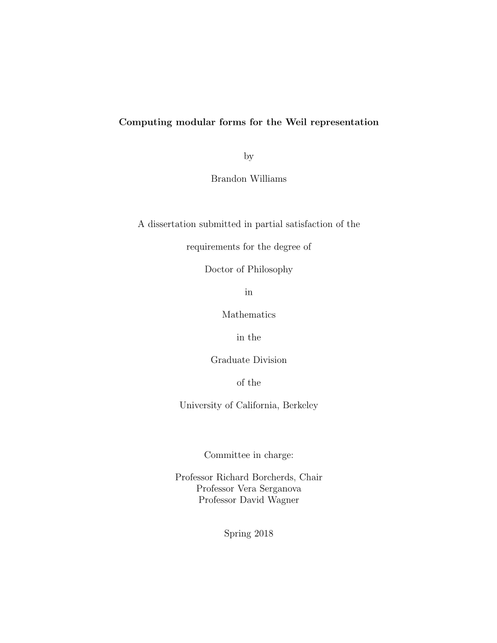 Computing Modular Forms for the Weil Representation By
