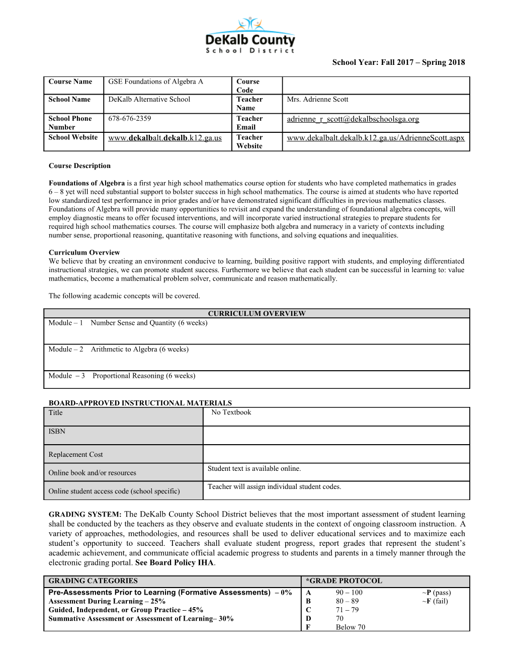 Sixth Grade Mathematics Syllabus s8